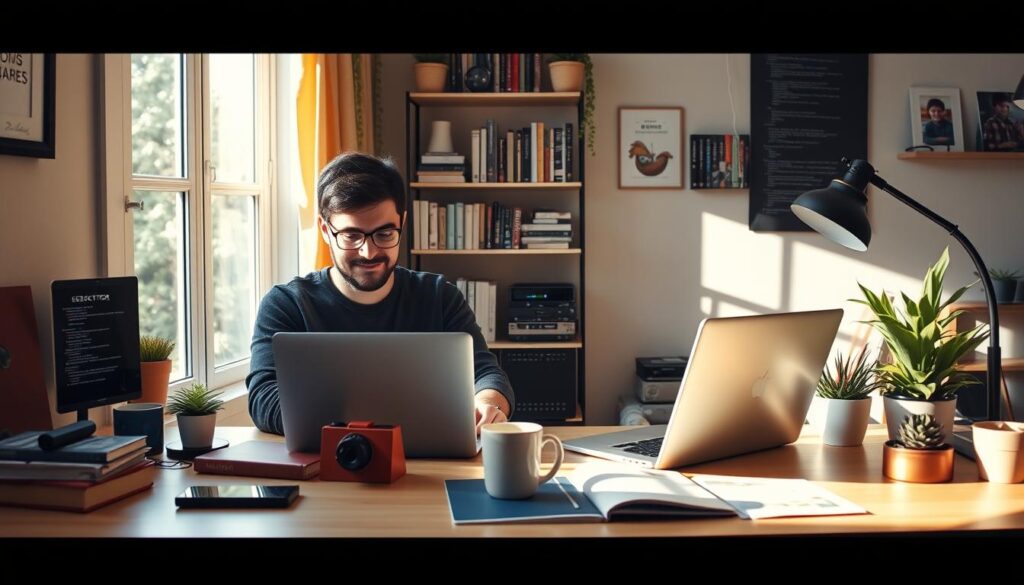 Dad freelancing in tech industry