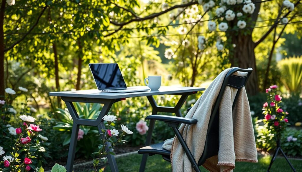 Outdoor portable office setup