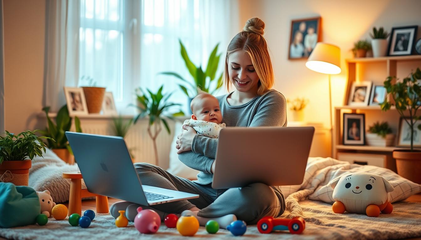 work from home mom with baby